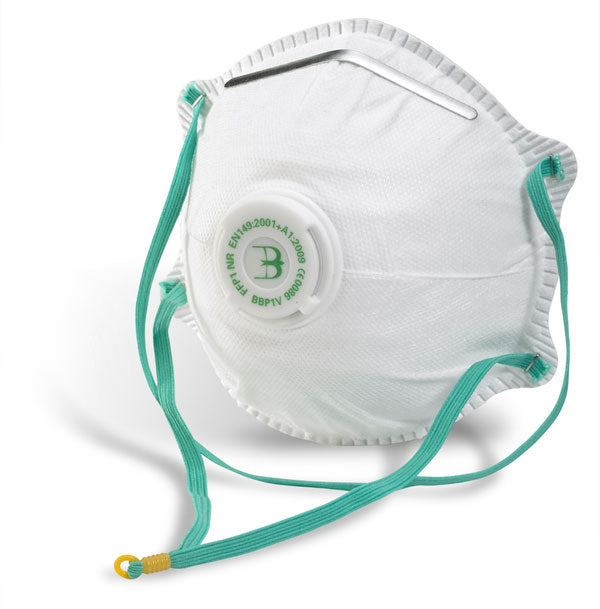 P1V Dust Mask Respirator Comfort FFP1 Valved EN149 Latex Free 10 Pack BBP1VN
