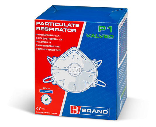 P1V Dust Mask Respirator Comfort FFP1 Valved EN149 Latex Free 10 Pack BBP1VN