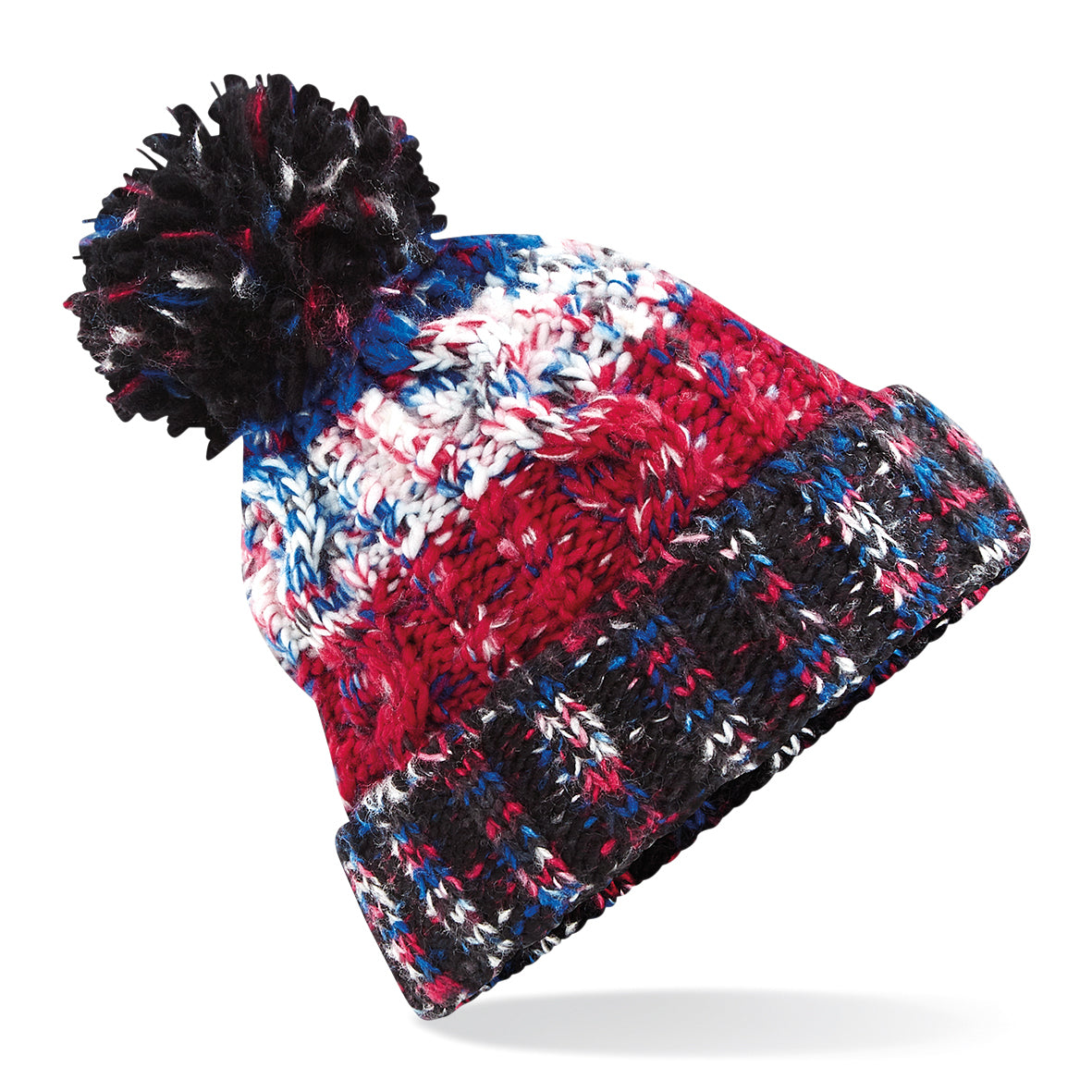 Beechfield Corkscrew Knitted Lined Pom Pom Beanie Bobble Hat BC486 7 Colours