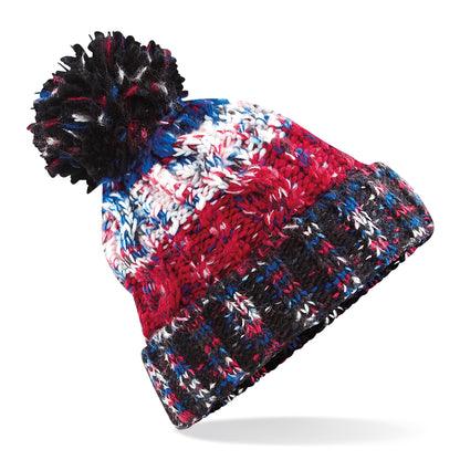 Beechfield Corkscrew Knitted Lined Pom Pom Beanie Bobble Hat BC486 7 Colours
