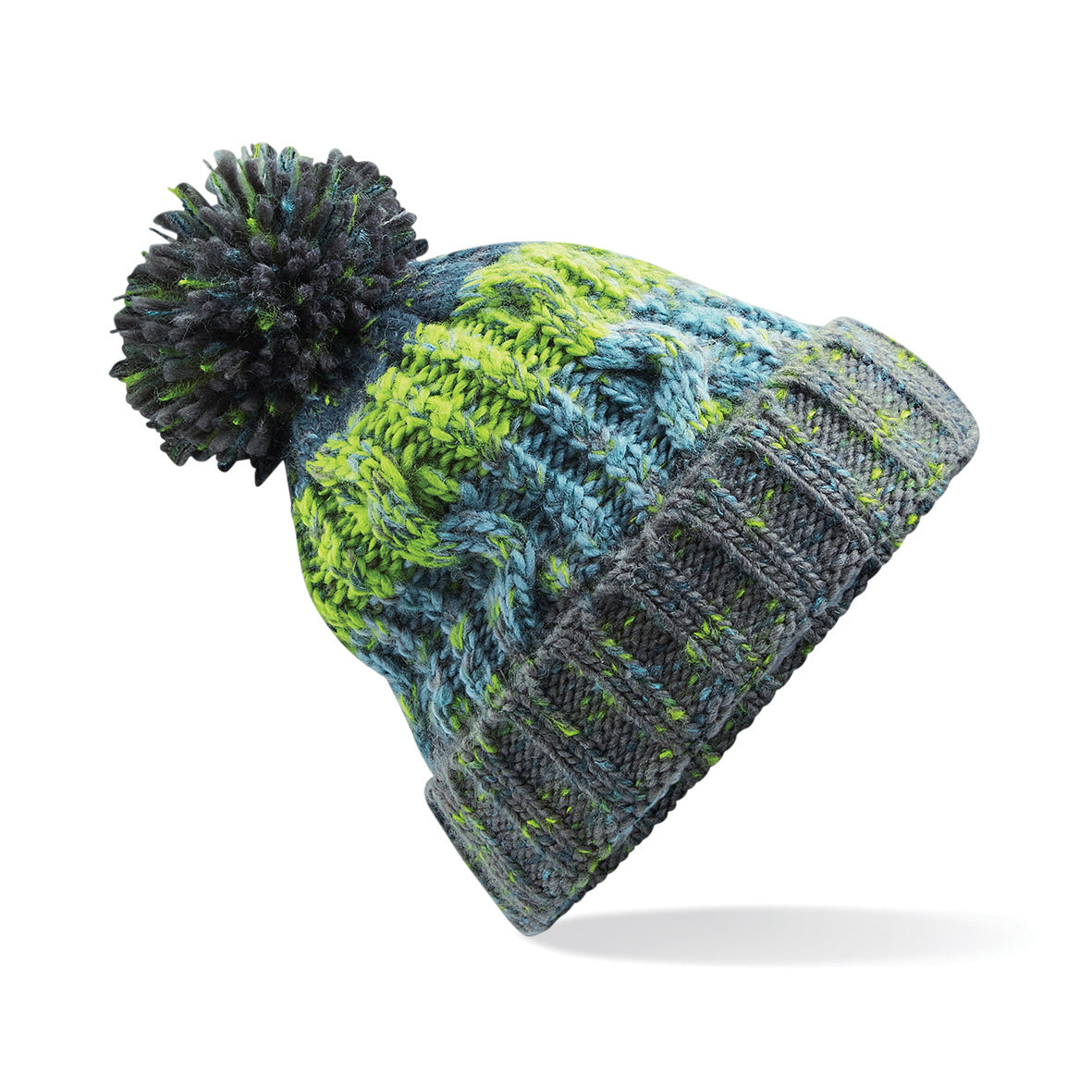 Beechfield Corkscrew Knitted Lined Pom Pom Beanie Bobble Hat BC486 7 Colours