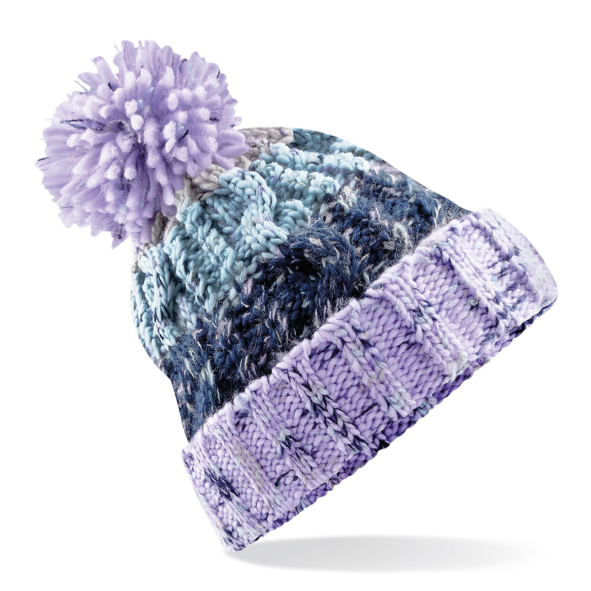 Beechfield Corkscrew Knitted Lined Pom Pom Beanie Bobble Hat BC486 7 Colours