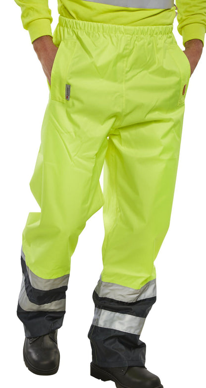 Be Seen Belfry Weatherproof Breathable Hi Viz Trousers EN471 Two Tone S-XXXL