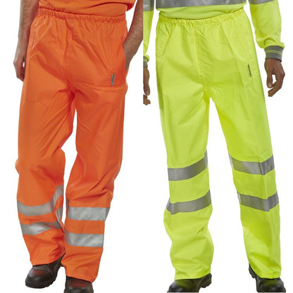 Be Seen Birkdale Hi Viz Over Trousers Breathable Waterproof Orange Yellow EN471