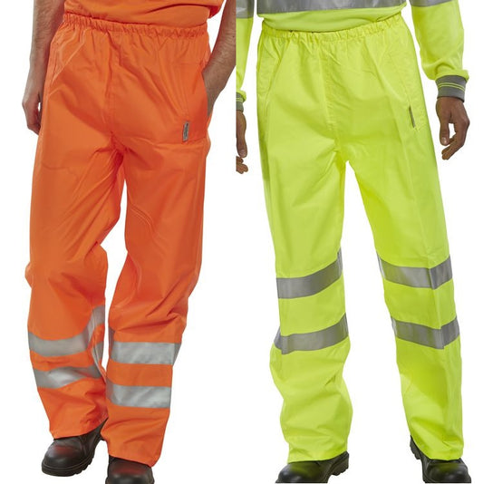 Be Seen Birkdale Hi Viz Over Trousers Breathable Waterproof Orange Yellow EN471