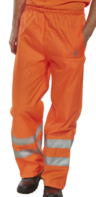 Be Seen Birkdale Hi Viz Over Trousers Breathable Waterproof Orange Yellow EN471