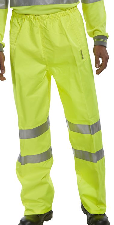Be Seen Birkdale Hi Viz Over Trousers Breathable Waterproof Orange Yellow EN471