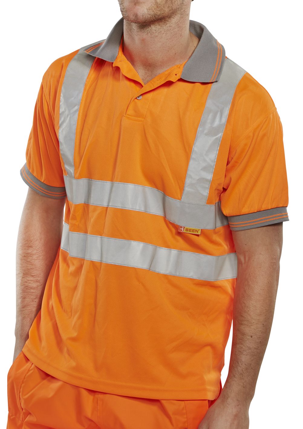 Be Seen Hi Viz High Visibility Polo Shirt Short Sleeve Small - 4XL Orange Yellow