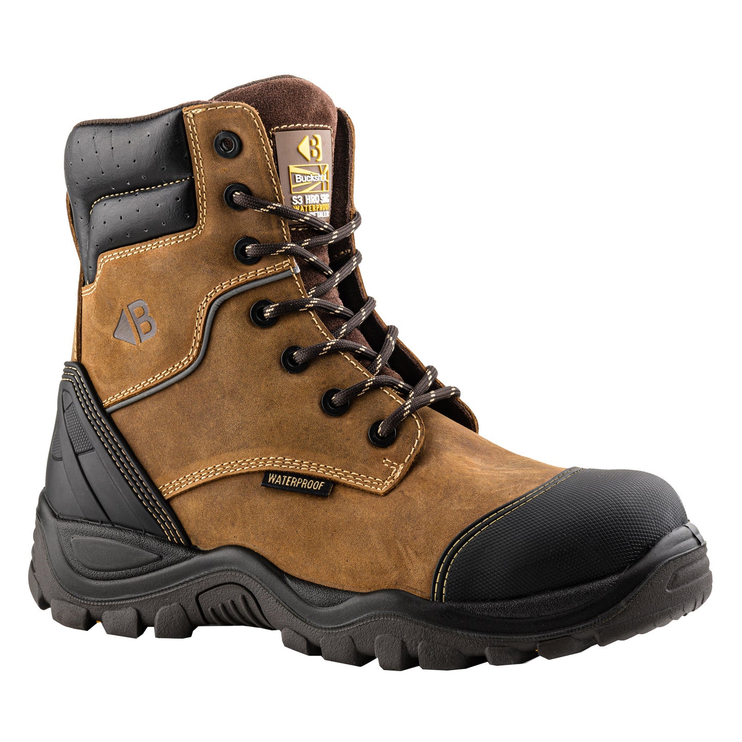 BuckBootz Buckler BSH008NMWP High Leg Lace Up Safety Boots Brown