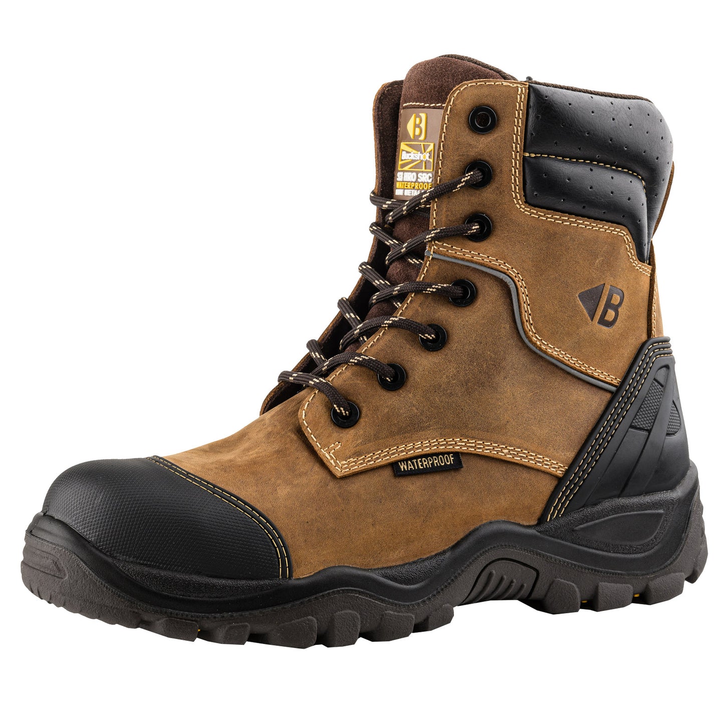 BuckBootz Buckler BSH008NMWP High Leg Lace Up Safety Boots Brown