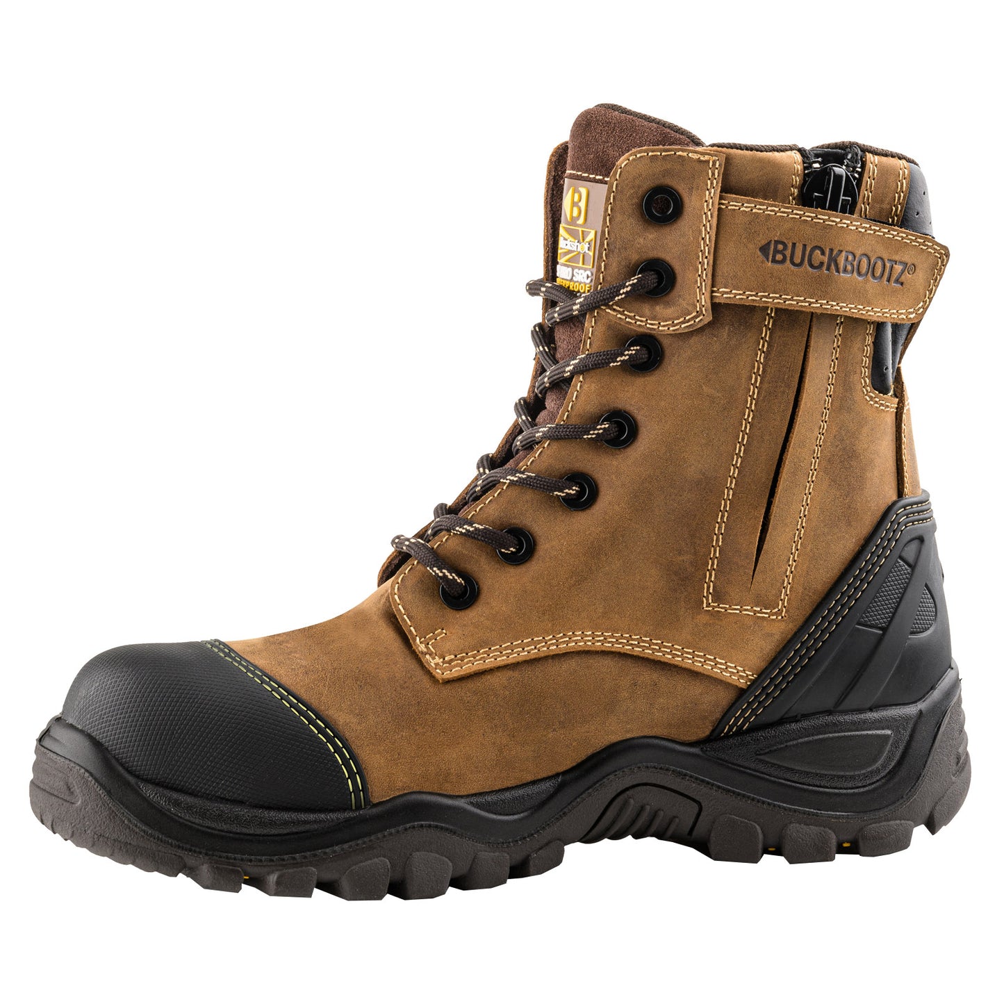 BuckBootz Buckler BSH008NMWP High Leg Lace Up Safety Boots Brown