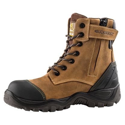 BuckBootz Buckler BSH008NMWP High Leg Lace Up Safety Boots Brown