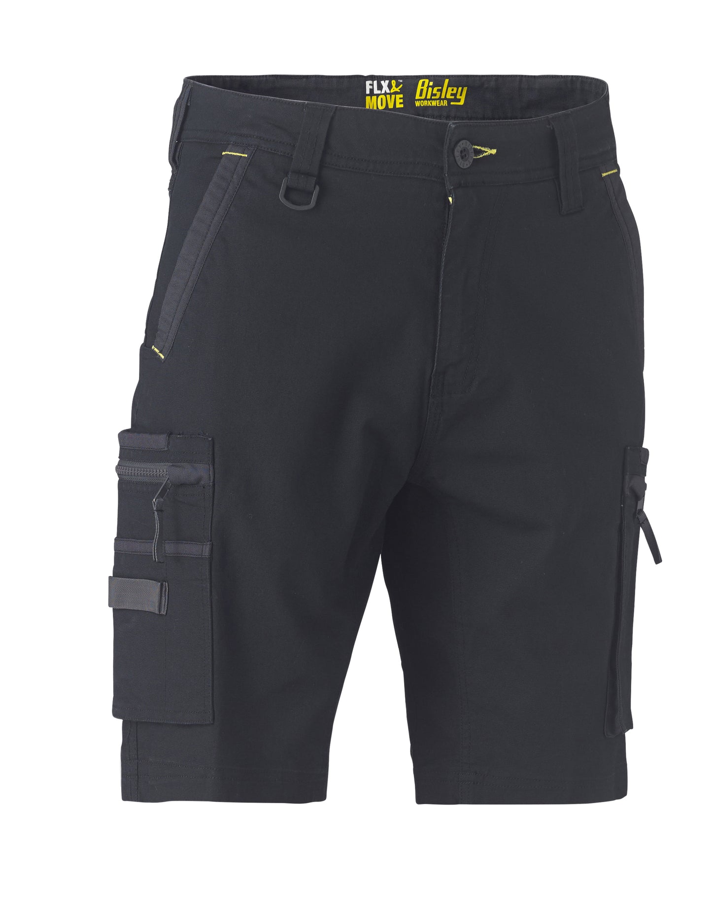 Bisley Flx & Move Stretch Utility Zip Cargo Shorts Black