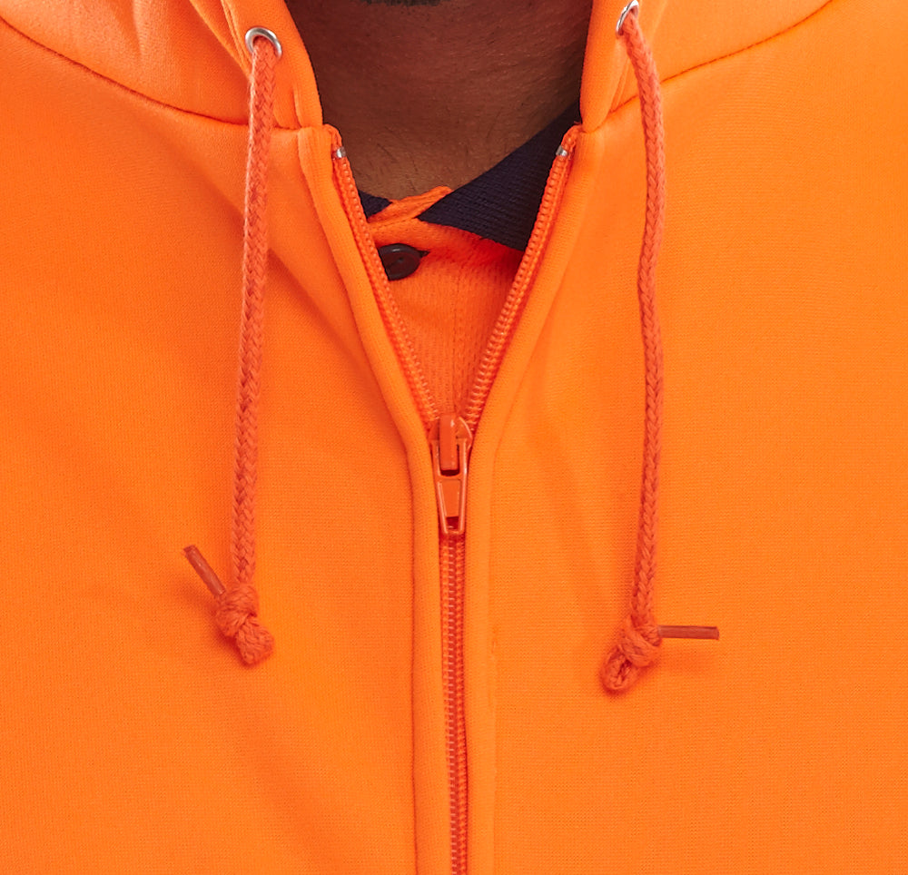 Be Seen Hi High Viz Hoodie Hooded Sweatshirt Full Zip EN20471 Orange Yellow