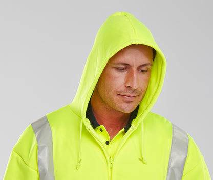 Be Seen Hi High Viz Hoodie Hooded Sweatshirt Full Zip EN20471 Orange Yellow