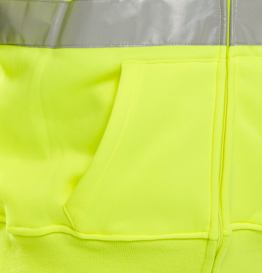 Be Seen Hi High Viz Hoodie Hooded Sweatshirt Full Zip EN20471 Orange Yellow