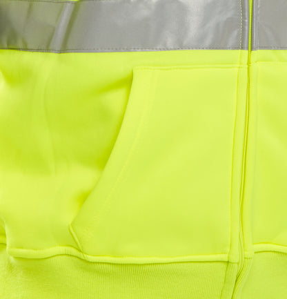 Be Seen Hi High Viz Hoodie Hooded Sweatshirt Full Zip EN20471 Orange Yellow