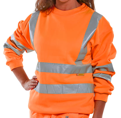 Be Seen Hi Viz Sweatshirt 280 gsm Orange Yellow EN20471 Class 3 Small - 4XL