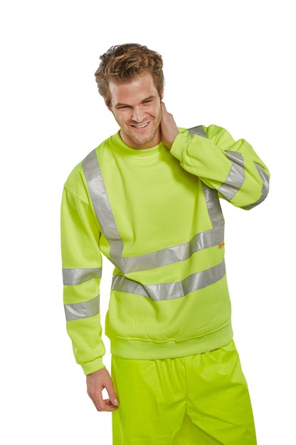 Be Seen Hi Viz Sweatshirt 280 gsm Orange Yellow EN20471 Class 3 Small - 4XL