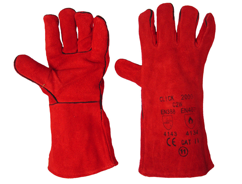 Red Welders Gauntlet 13" Woodburner/Stove Gloves High Temperature Handling Pair