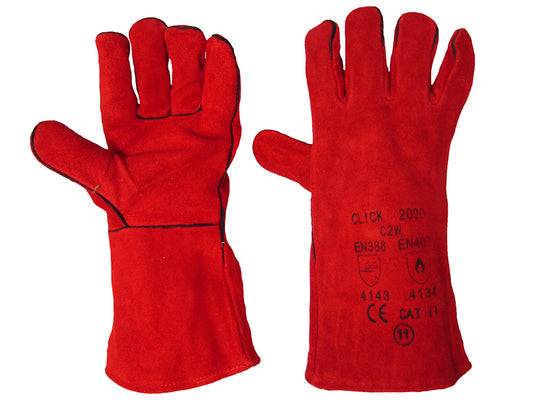 Red Welders Gauntlet 13" Woodburner/Stove Gloves High Temperature Handling Pair