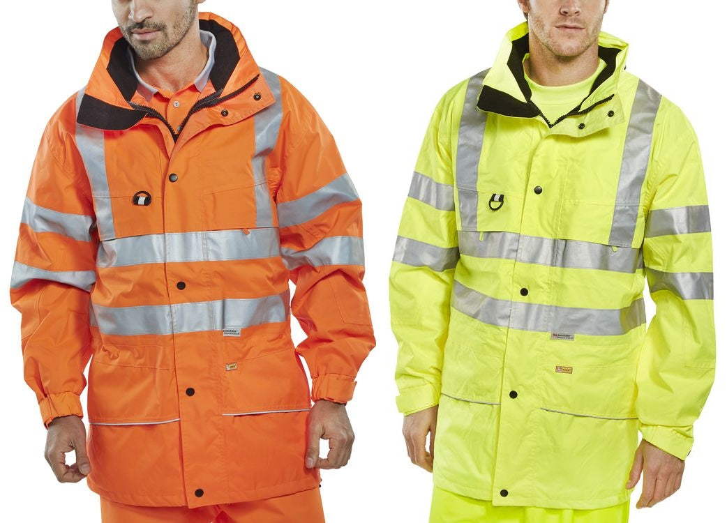 Be Seen Carnoustie Hi Viz Jacket Coat Orange Yellow Reflective EN20471 RISTOM