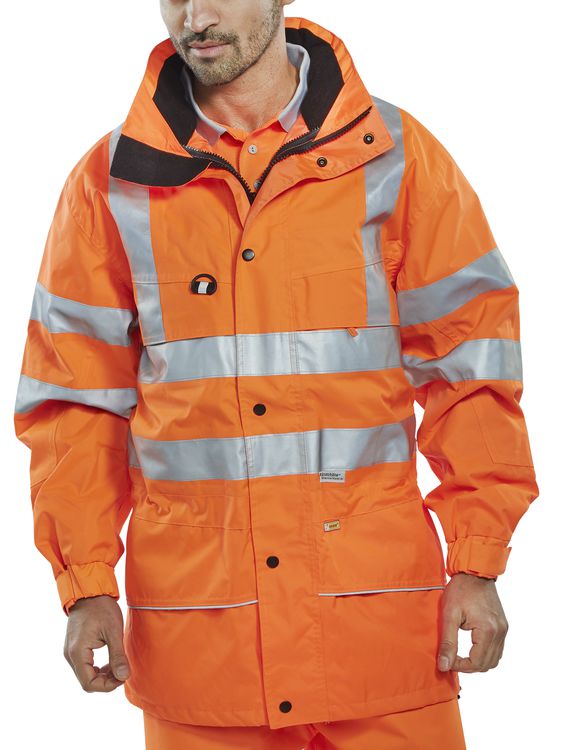 Be Seen Carnoustie Hi Viz Jacket Coat Orange Yellow Reflective EN20471 RISTOM