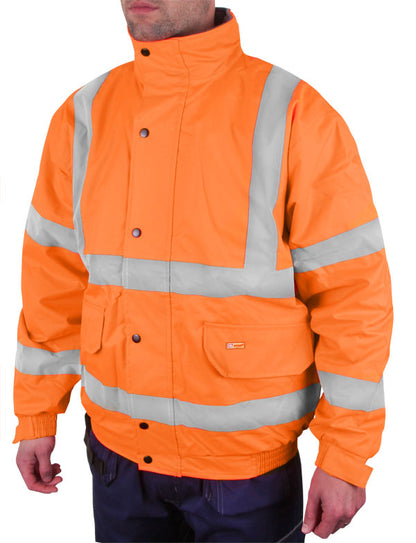 Hi Viz Bomber Jacket Fleece Lined Yellow or Orange EN20471 Small - 6XL
