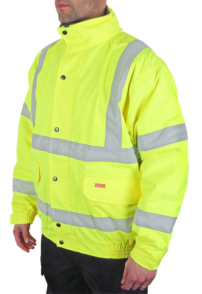 Hi Viz Bomber Jacket Fleece Lined Yellow or Orange EN20471 Small - 6XL