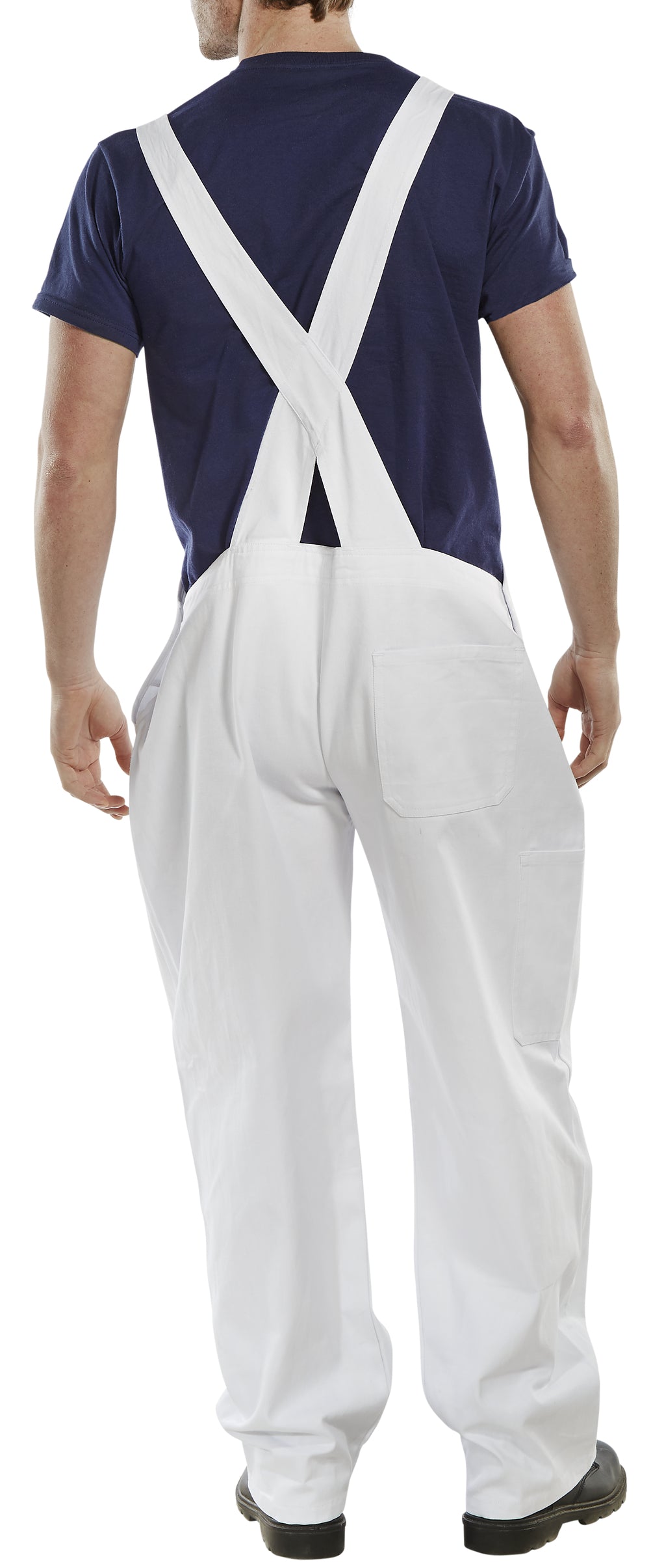 Cotton Drill Painters Bib and Brace White or Navy 32" - 48" Overalls Front Pouch
