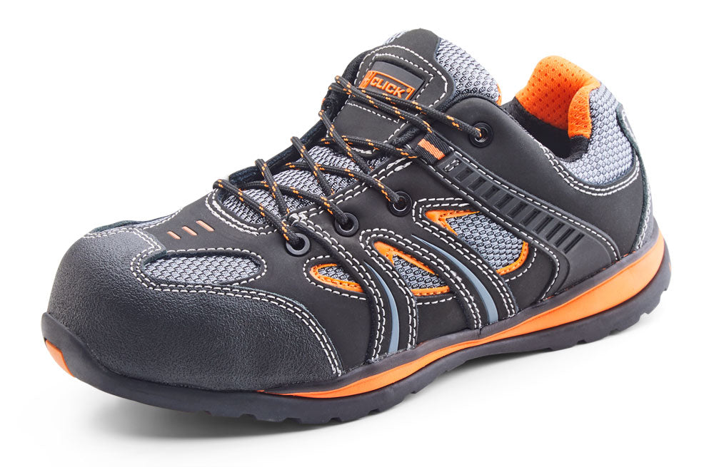 Click Action Trainers Safety Work Shoes Black Composite Toecap and Midsole 3-12