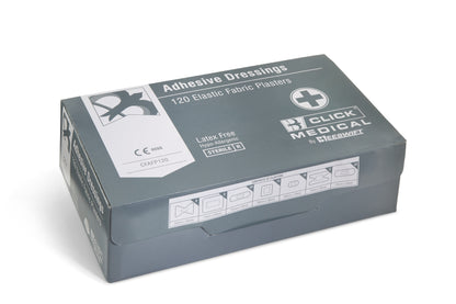 Click Medical Elastic Fabric Plasters Box 120 CFAFP120 Hypo Allergenic 7 Sizes