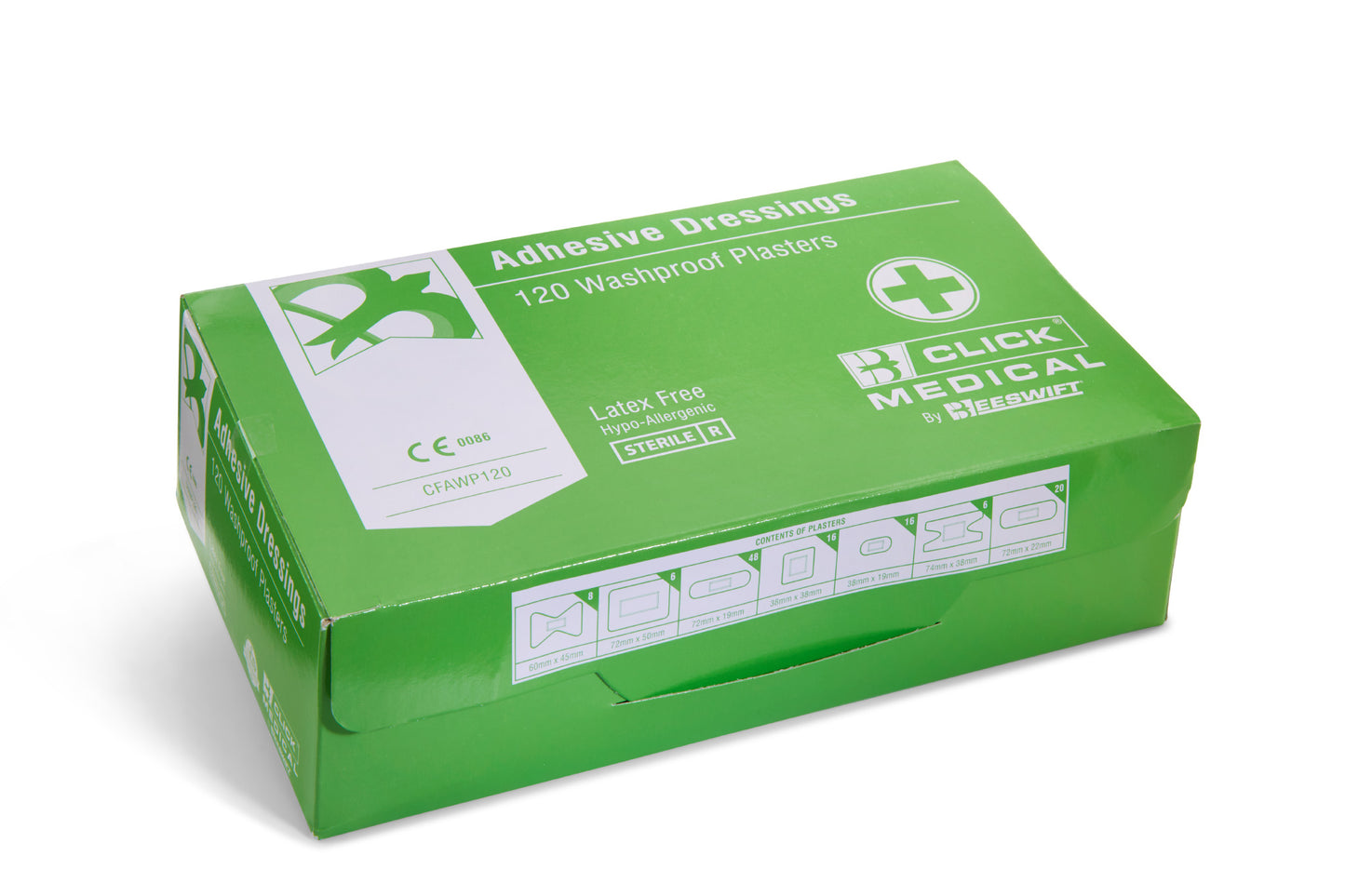 Click Medical Washproof Plasters Box 120 CM0530 Hypo-Allergenic 7 Sizes CE0086