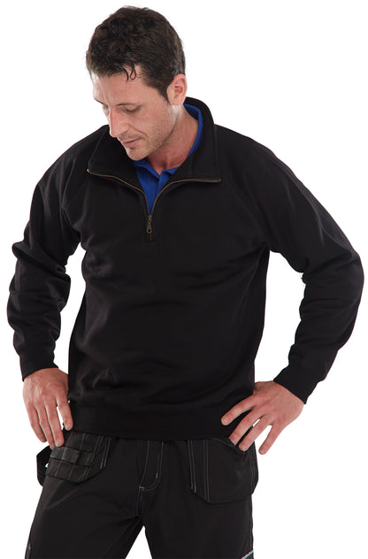 Click 1/4 Zip Sweatshirt Black Small to XXXL 280gsm Long Sleeve CLQZSS