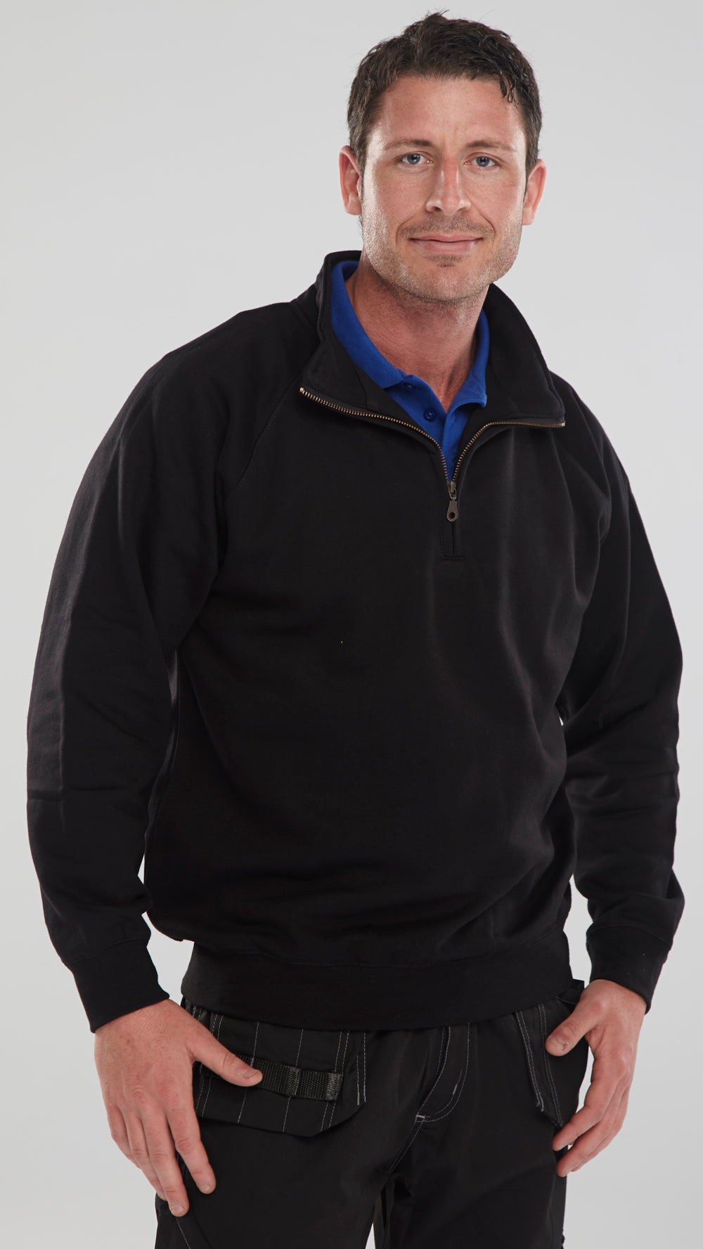 Click 1/4 Zip Sweatshirt Black Small to XXXL 280gsm Long Sleeve CLQZSS