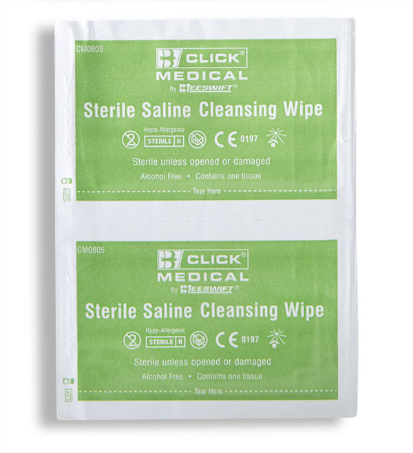 (LL) Click Medical Saline Wipes 100 Pack CM0805 Individually Wrapped CE0197