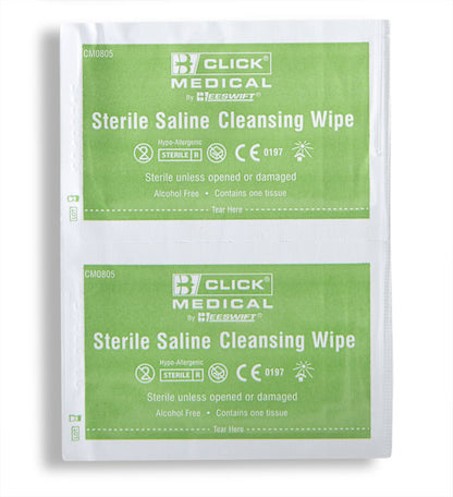 (LL) Click Medical Saline Wipes 100 Pack CM0805 Individually Wrapped CE0197