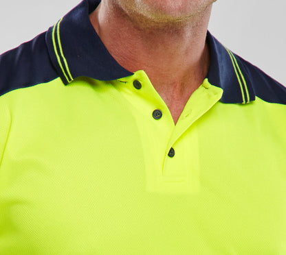Yellow/Navy or Orange/Navy Hi Viz Polo Shirt 3M EN20471 Small - 4XL