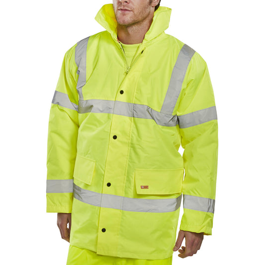 Be Seen Hi Vis Constructors Traffic Jacket Saturn Yellow