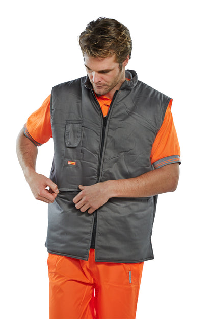 Hi Viz Reversible Bodywarmer Gilet OrangeRIS 3279 TOM Yellow EN20471 Small-XXL