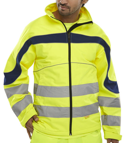 Eton Softshell Hi Viz Jacket Yellow or Orange Small-6XL Water Resistant Two Tone