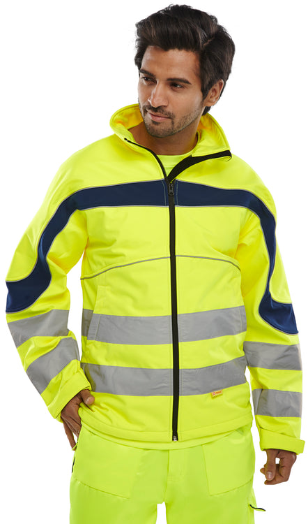 Eton Softshell Hi Viz Jacket Yellow or Orange Small-6XL Water Resistant Two Tone