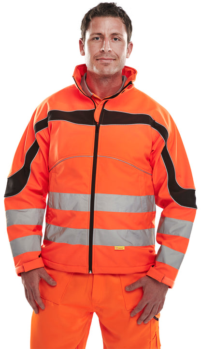 Eton Softshell Hi Viz Jacket Yellow or Orange Small-6XL Water Resistant Two Tone
