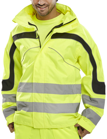 Be Seen Eton Waterproof Breathable Hi Viz Jacket Orange or Yellow High Vis