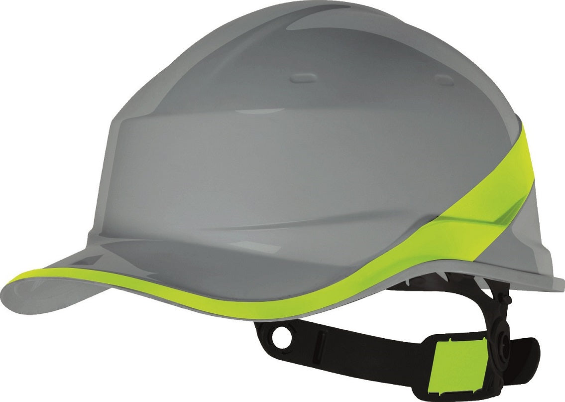 Delta Plus Hard Hat Safety Helmet Grey Hi Viz Band Textile Harness Adjustable