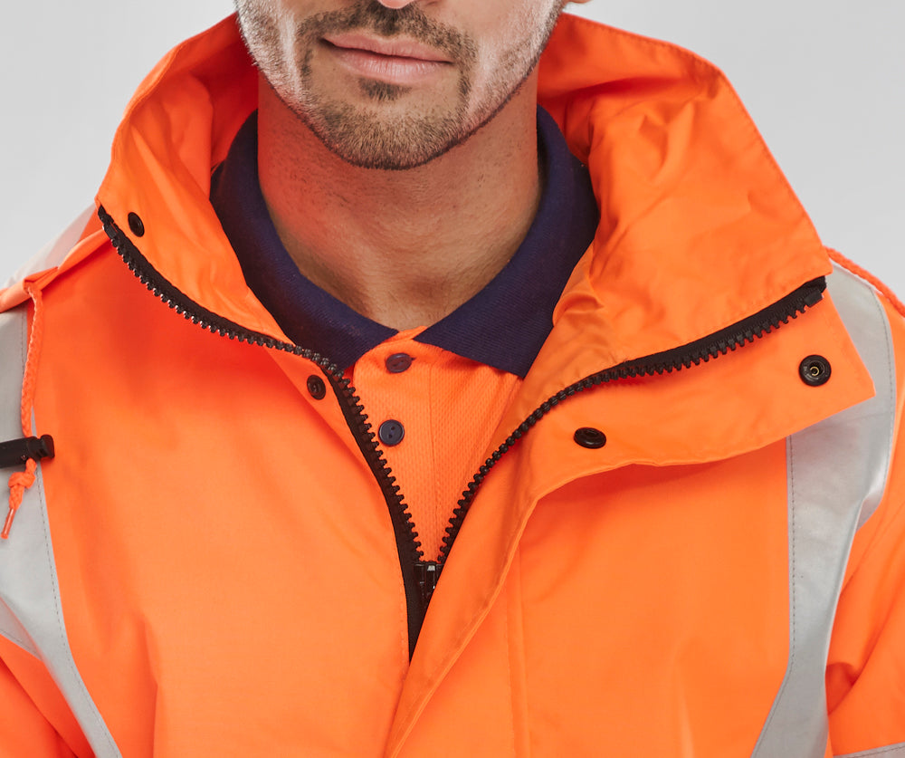Hi Viz Reflective Jacket Coat EN20471 Breathable Waterproof Orange Yellow RISTOM