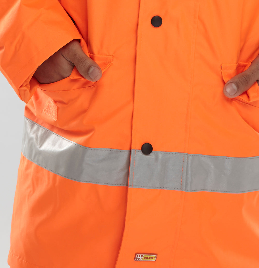 Hi Viz Reflective Jacket Coat EN20471 Breathable Waterproof Orange Yellow RISTOM