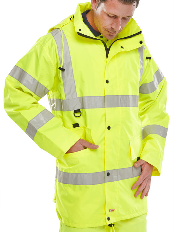 Hi Viz Reflective Jacket Coat EN20471 Breathable Waterproof Orange Yellow RISTOM