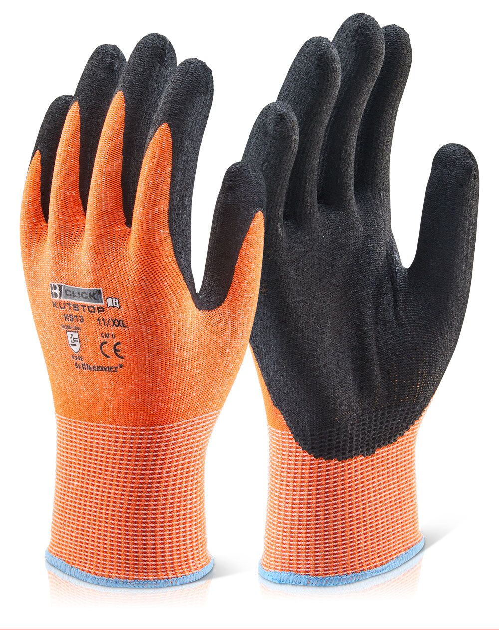 Click Kutstop Amber KS13 Level 3 Cut Resistant Gloves Nitrile Palm 10 Pair Pack
