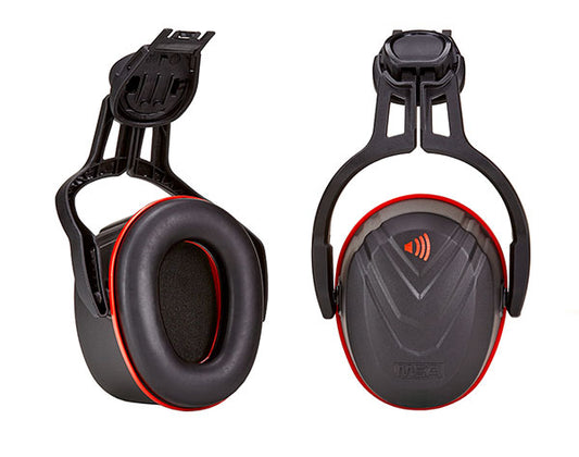 MSA V-Gard Helmet Mounted Ear Defenders SNR36dB EN352-3 Black/Red Clip On